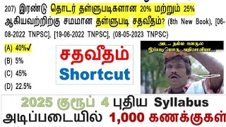 (202 to 209) சதவீதம் Shortcut || 2025 குரூப் 4 புதிய Syllabus அடிப்படையில் 1,000 கணக்குகள்