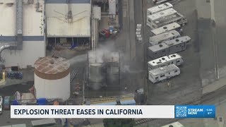 California officials say explosion threat from leaking tank has eased