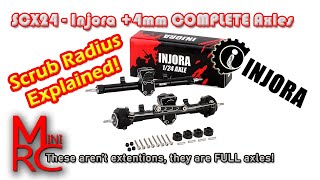 SCX24 - Injora +4mm Extended Front \u0026 Rear Aluminum Axle Review! Get Wide Without More Scrub Radius!