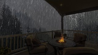 More Calm When Immersing in Balcony Ambience with Heavy Rain - Rain Covers my Mind