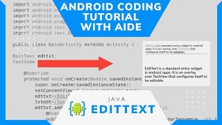ANDROID AIDE JAVA BASIC TUTORIAL - EditText Widget
