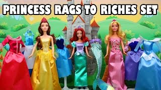Disney Princess Rags to Riches Complete Doll Set Ariel Belle Aurora. TotallyTV.