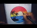 সূর্যাস্তের ছবি আঁকা easy sunset scenery ছবি আঁকা শেখা দৃশ্য আঁকা scenery drawing easy