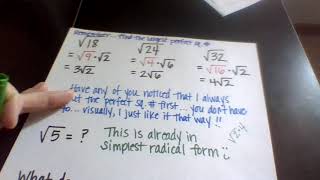 Simplest Radical Form Notes & Worksheet