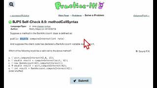 Java Practice It | Self-Check 8.9: methodCallSyntax | classes, encapsulation, instance methods