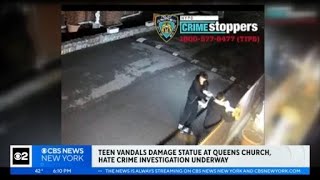 NYPD: Teen vandals damage statue at Queens church