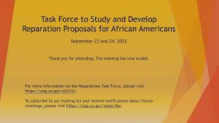 September 24, 2022 Reparations Task Force Meeting