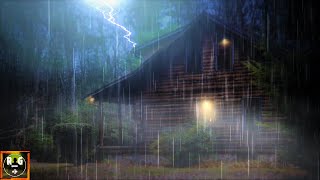 Heavy Rain and Thunder on Log Cabin | Loud Thunderstorm Sounds for Sleeping, Relaxing | 8 Hours