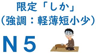 【Ｎ５文法】助詞：限定「しか」（強調：軽薄短小少）