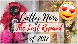 The Last Doll Repaint of 2017 - Catty Noir Monster High Faceup / Art Tutorial / How To Draw Face