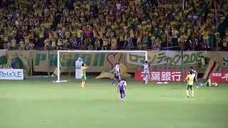 2015 ジェフ千葉 vs 京都サンガF.C.戦 試合終了間際、安柄俊選手のヘディングシュートはGKのファインセーブに阻まれる