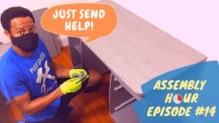 Assembling a computer desk with storage drawers and shelves! | Assembly Hour #14