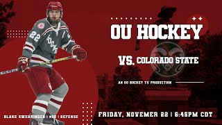 Colorado State Rams @ #13 Oklahoma Sooners [ACHA Hockey: 11/22/2024]