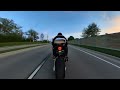 sunset ride on my yamaha r1m pure sound sc project exhaust revs flames video game pov