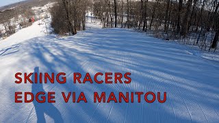 Skiing Racers Edge via Manitou at Cascade Mountain