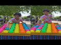 Smart girl on puzzles colors balls game happy enjoy and smile