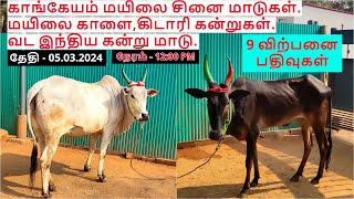 9-விற்பனை பதிவுகள்.காங்கேயம் மயிலை சினை மாடுகள்.மயிலை காளை,கிடாரி கன்றுகள்.வட இந்திய கன்று மாடு.