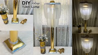 Dollar Tree DIY 30’ Inch Tall Glamorous Gold Table Lamp Using Chopping Mats 2020 #WithMe #StayAtHome