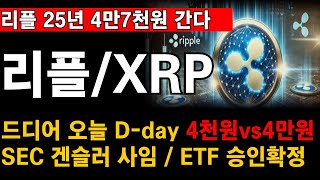 리플 XRP 드디어 오늘이 D-day 4천원 vs 4만원 SEC 겐슬러 사임 ETF승인확정발표까지 [리플, 리플코인, 리플코인전망]