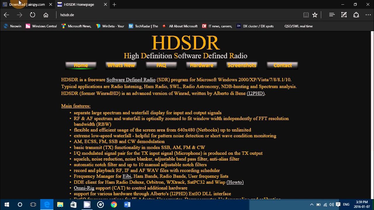 Links To Sdrsharp And Hdsdr To Download Software For The Software