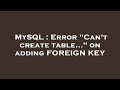 MySQL : Error 