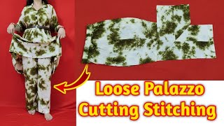 परफेक्ट लूज़ पलाज़ो की Cutting And Stitching/ Loose Palazzo Pants Cutting Stitching In Hindi/Plazo DIY