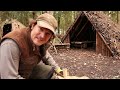 building a bushcraft viking house in the woods fire wilderness cooking survival project ep.3