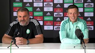 Ange Postecoglou, Callum McGregor - Celtic v Midtjylland - Pre-Match Presser - Champions League