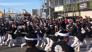 シブいから流行って欲しい！　一旦停止無しの高速やり回し二連発。八田荘だんじり祭り、東堀上町。令和5年10月22日。