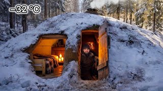 Building a Secret Winter Shelter to Survive Extreme Cold