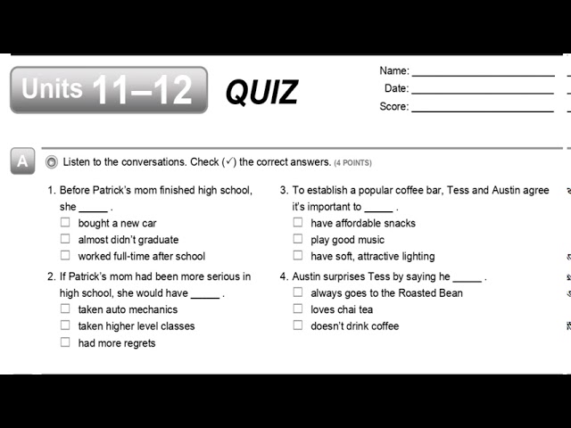 Quiz Unit 1-2 Intro Interchange Worksheet Live Worksheets