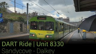 Ride on-board Irish Rail 8300 class DART train 8330 from Sandycove to Dalkey.