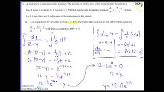 2021 AP Calculus AB Free Response Question #6