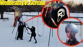 We found Wednesday Addams vs Scream (CRAZY FIGHT)