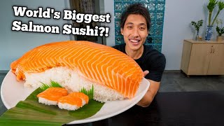 World's Biggest Sushi Eaten Solo! | 5KG Salmon Sushi Challenge! | MASSIVE SUSHI MUKBANG!