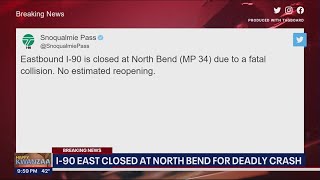 EB I-90 closed through Snoqualmie Pass due to deadly crash involving pedestrian | FOX 13 Seattle