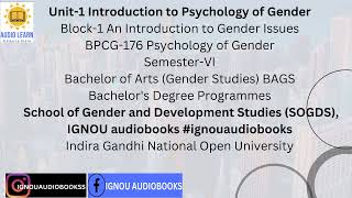Unit-1 Introduction to Psychology of Gender Block-1 BPCG 176 SEM 4 BAGS SOGDS #ignou #ignouexams