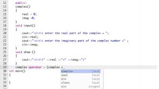 complex number addition using binary operator + overloading in c++