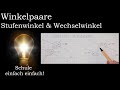 Stufenwinkel, Wechselwinkel | Winkelpaare, Winkelsätze |  Geometrie 5, 6, 7 | Schule einfach einfach