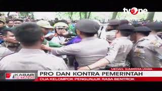 Dua Kelompok Massa Pro dan Kontra Pemerintah Bentrok di Medan