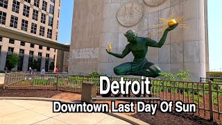 Detroit Downtown Michigan Last Days of Sun | 5K 60FPS | City Sounds
