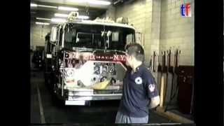 FDNY Engine Co. 24 - FF. Chris Siedenburg explains his 1989 Mack CF pumper, July 13, 1993.