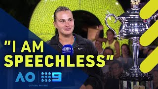Sabalenka overcome with emotion in live TV interview: Australian Open 2023 | Wide World of Sports