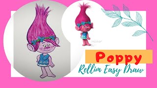 Easy draw Princess Poppy Trolls. Draw Trolls characters. #poppyplaytime #poppy #princess #trolls
