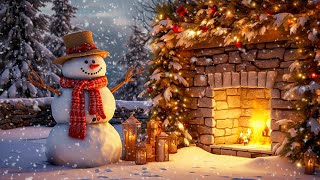Snowy Christmas Ambience ❄️🎄 Traditional Instrumental Christmas Music with a Warm Fireplace