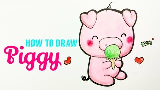 HOW TO DRAW PIG 🐖 | Easy & Cute Piggy Drawing Tutorial For Beginner / Kids