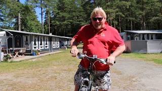 Camp-Inge på sykkel på Hove camping