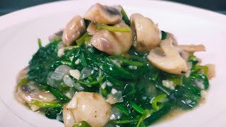 How to cook Kang Kong with mushrooms \u0026 oyster sauce . မှိုကန်စွန်းခရုဆီကြော်