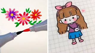Simple Drawing Tricks & Techniques! How to Draw Easy with Markers! Drawings Ideas for Beginners