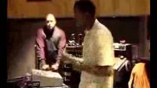 Kanye West making an ill track in the studio